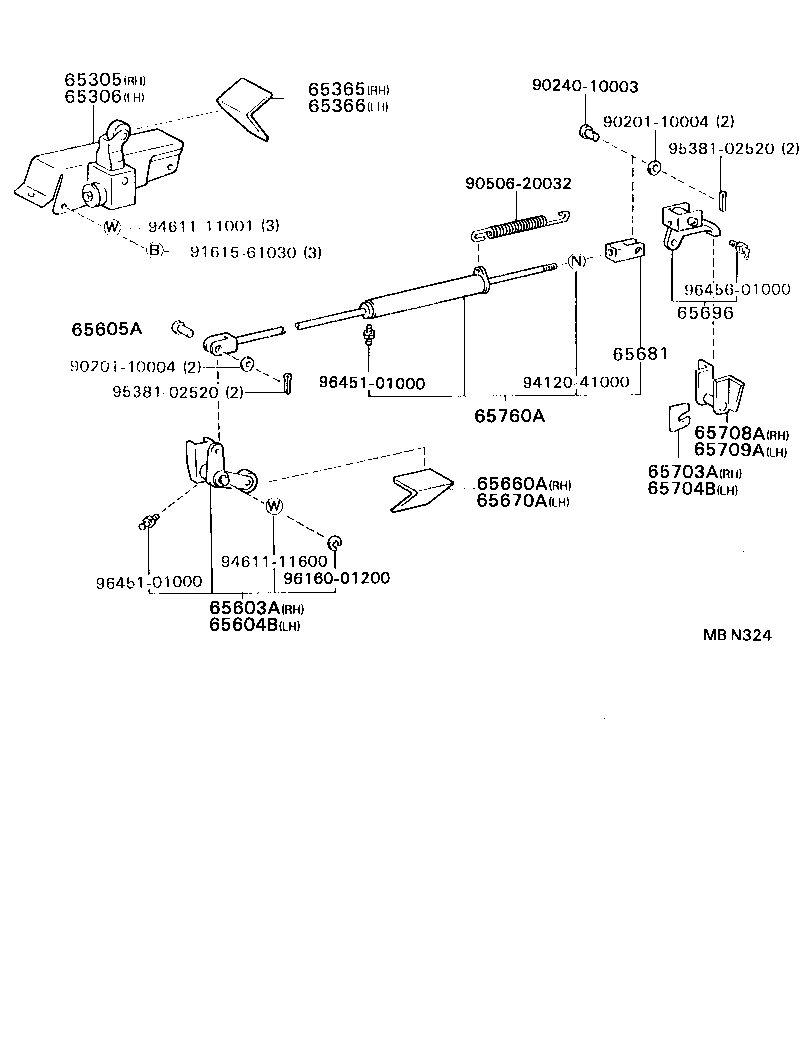 65704-93104 GUIDE SUB-ASSY, TAIL GATE LOCK HINGE, LH product image