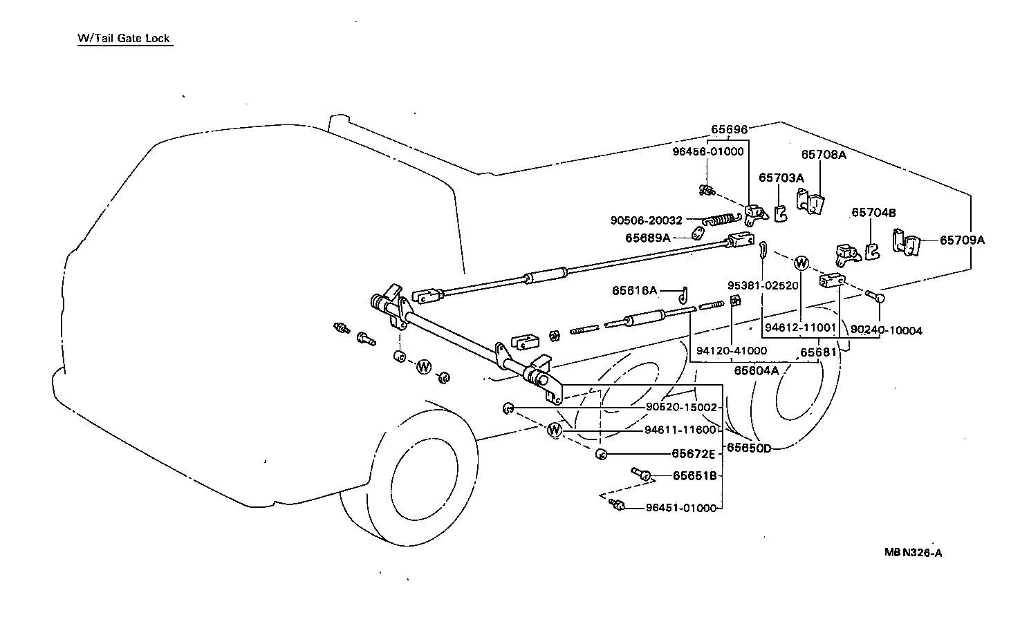 65788-93300 BASE, TAIL GATE LOCK product image