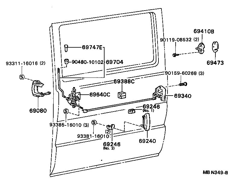 69080-92601-06 HANDLE ASSY, SLIDE DOOR, INSIDE, LH product image