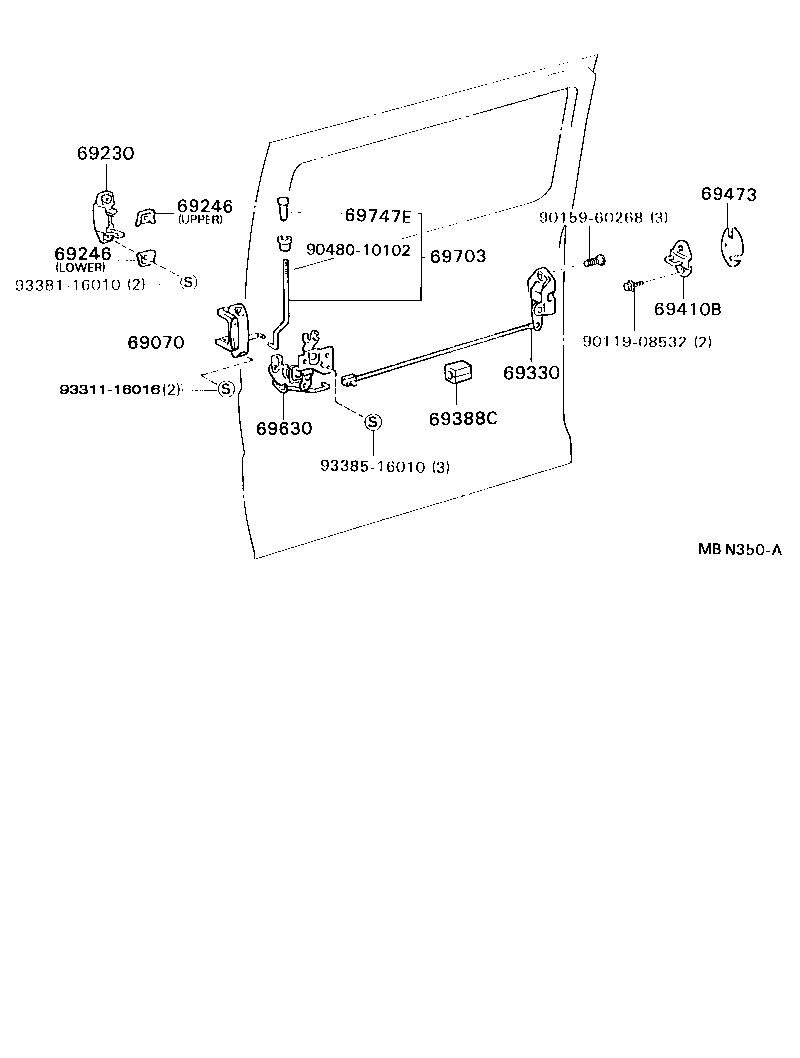 69070-92602-06 HANDLE ASSY, SLIDE DOOR, INSIDE, RH product image