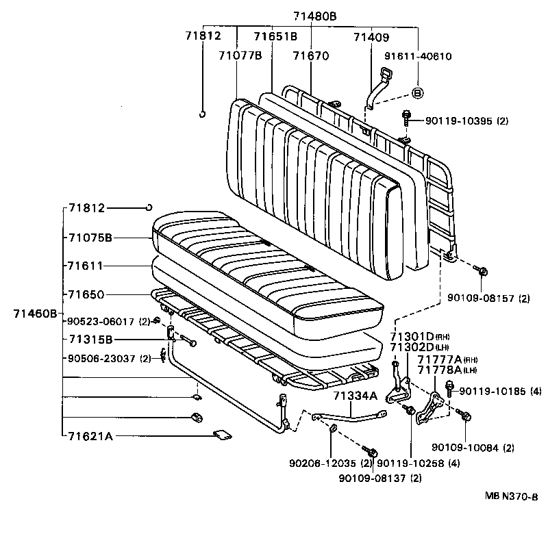 71014-92602 FRAME SUB-ASSY, FRONT SEAT BACK, LH product image