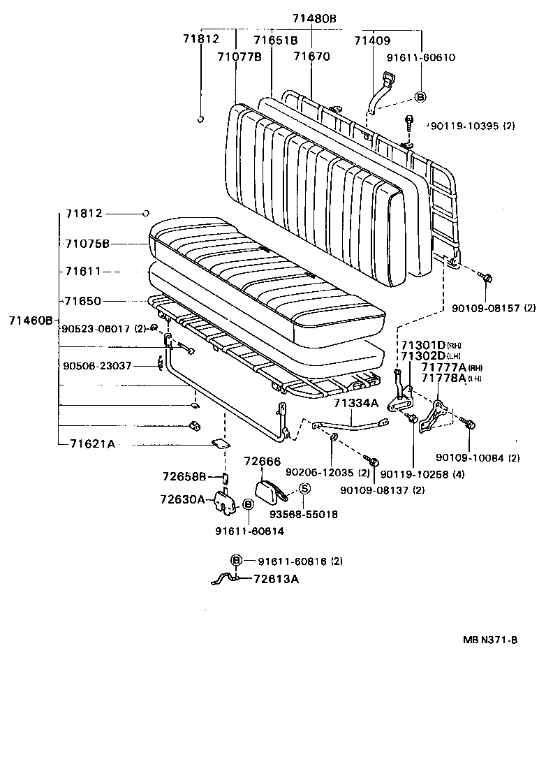 71013-95412 FRAME SUB-ASSY, FRONT SEAT BACK, RH product image