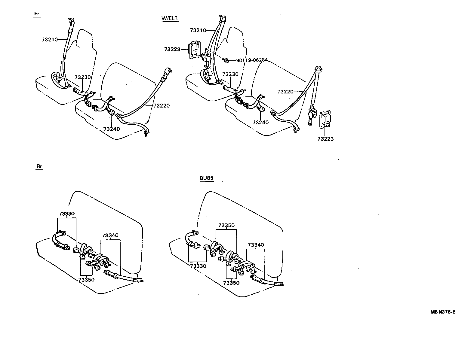 73330-92602-06 BELT ASSY, REAR SEAT LAP TYPE, RH product image
