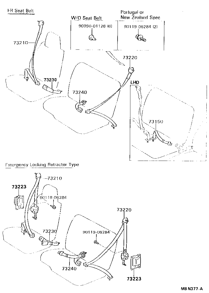 73230-95413-06 BELT ASSY, FRONT SEAT INNER, RH product image
