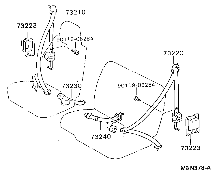 73230-95418-06 BELT ASSY, FRONT SEAT INNER, RH product image