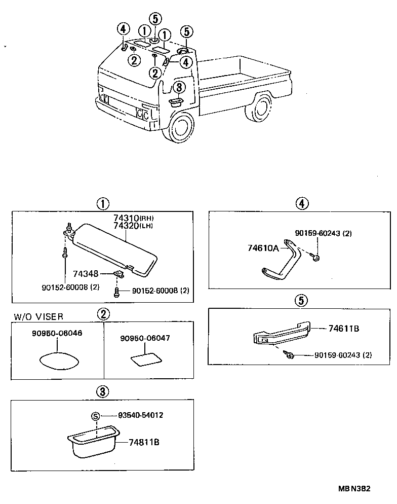 74310-95440-06 VISOR ASSY, RH product image