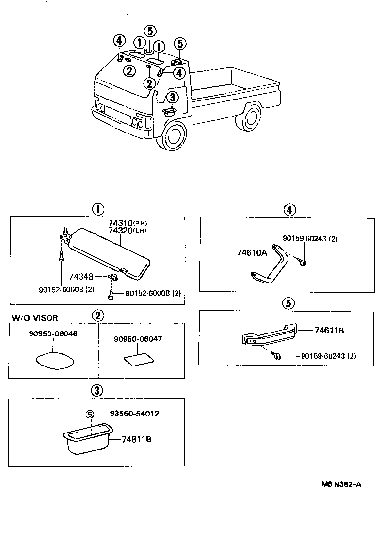 74310-95440-03 VISOR ASSY, RH product image