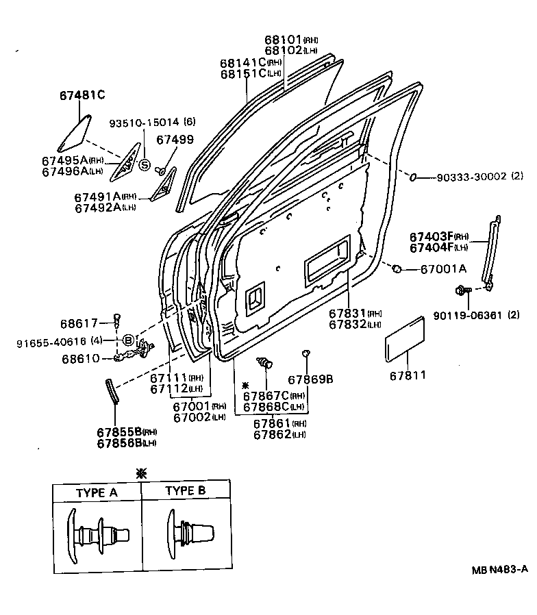 67404-20040 FRAME SUB-ASSY, FRONT DOOR, REAR LOWER LH product image