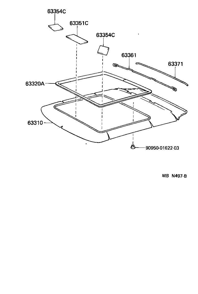 63361-10070 SUPPORT, ROOF HEADLINING, NO.1 product image
