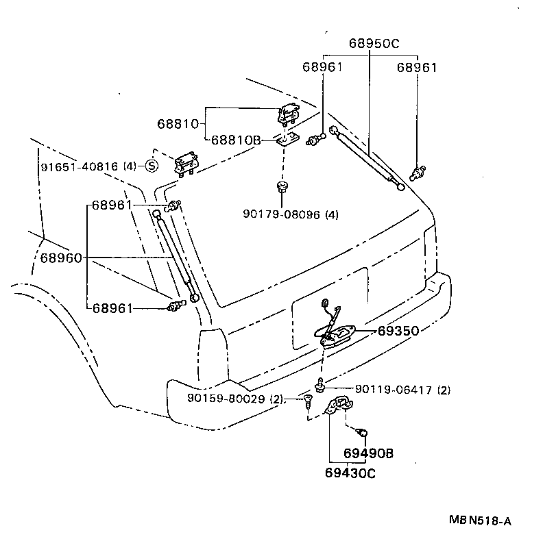 68960-29755 STAY ASSY, BACK DOOR, LH product image