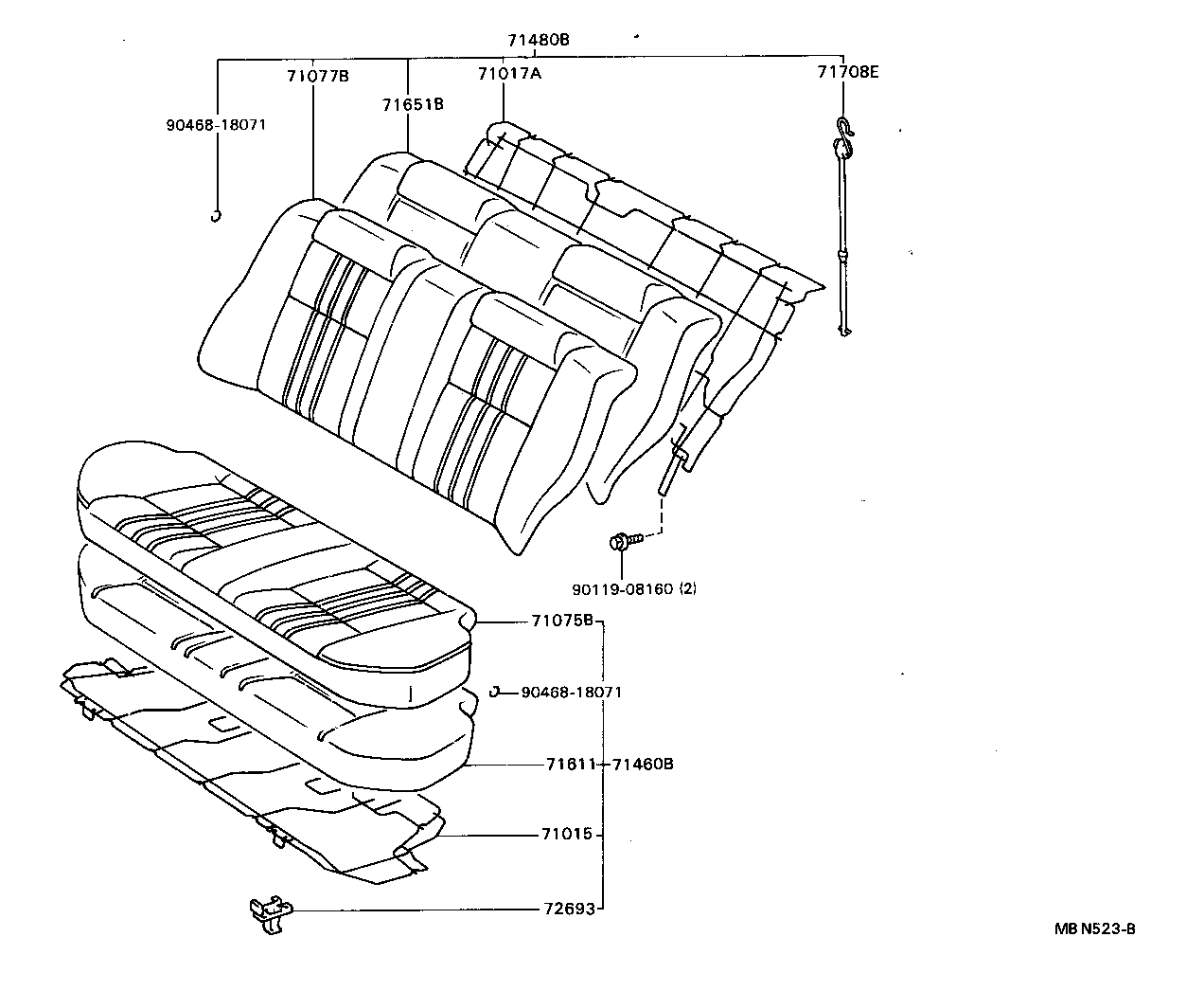 71015-20300 FRAME SUB-ASSY, REAR SEAT CUSHION product image