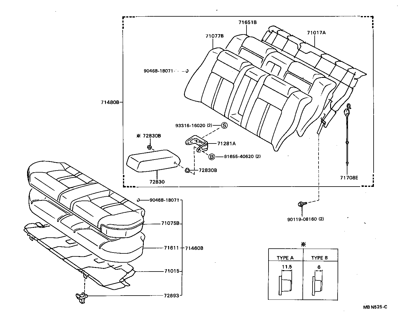 71015-20300 FRAME SUB-ASSY, REAR SEAT CUSHION product image