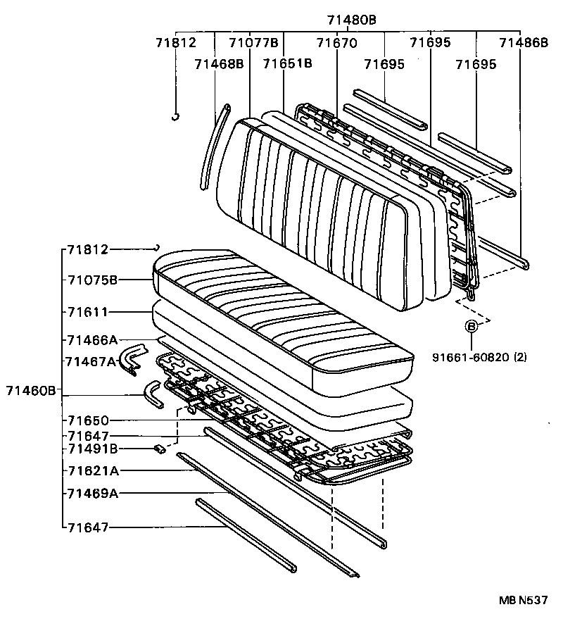 71014-92602 FRAME SUB-ASSY, FRONT SEAT BACK, LH product image