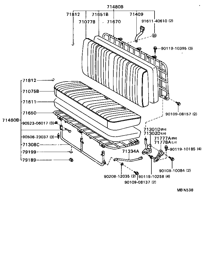 71013-95412 FRAME SUB-ASSY, FRONT SEAT BACK, RH product image