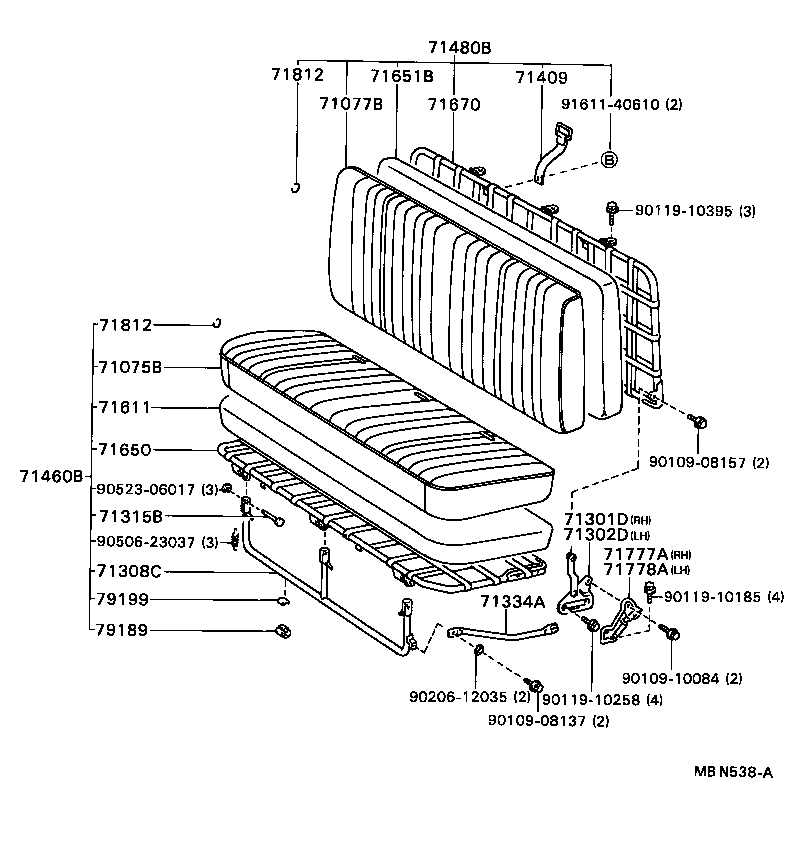71014-92602 FRAME SUB-ASSY, FRONT SEAT BACK, LH product image