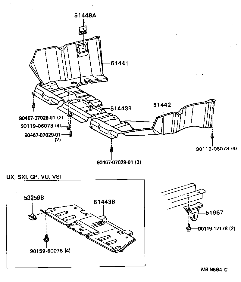 53259-16010 CRIP(FOR ENGINE UNDER COVER) product image
