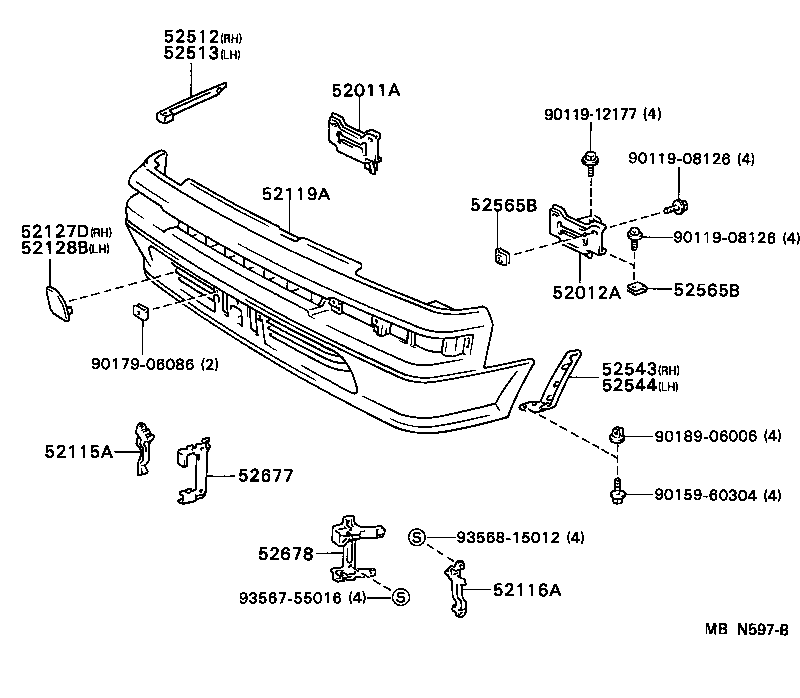 52127-16060 COVER, FRONT BUMPER HOLE, RH product image