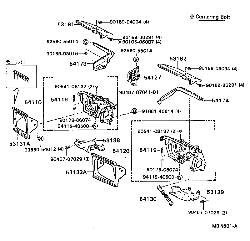 54110-16011 BRACKET ASSY, RETRACTABLE HEADLAMP, RH product image