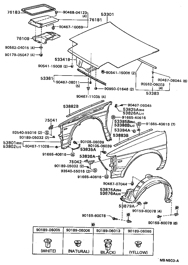 53802-16280 FENDER SUB-ASSY, FRONT LH product image