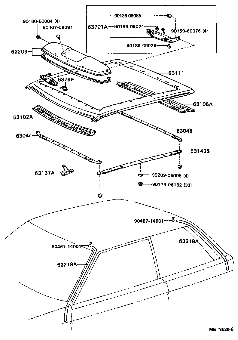 63111-16170 PANEL, ROOF product image