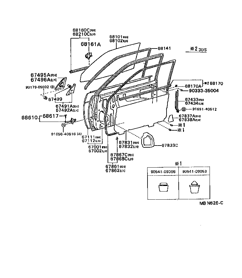 67862-16240 WEATHERSTRIP, FRONT DOOR, LH product image