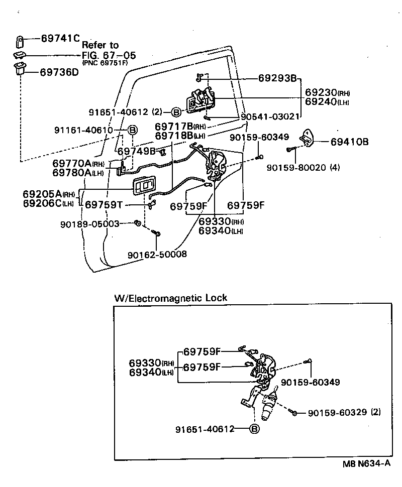 69330-16150 LOCK ASSY, REAR DOOR, RH product image