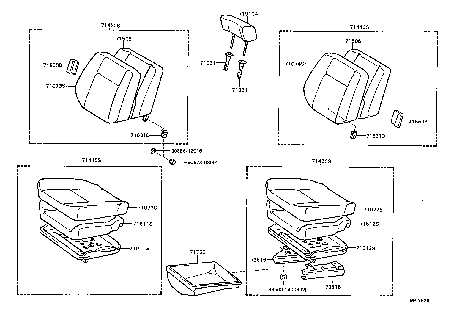 71420-16601-04 CUSHION ASSY, FRONT SEAT, LH (FOR SEPARATE TYPE) product image