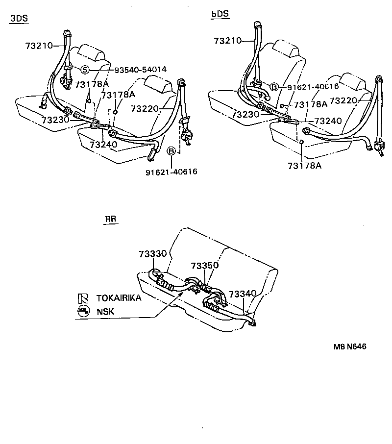 73230-16210-01 BELT ASSY, FRONT SEAT INNER, RH product image