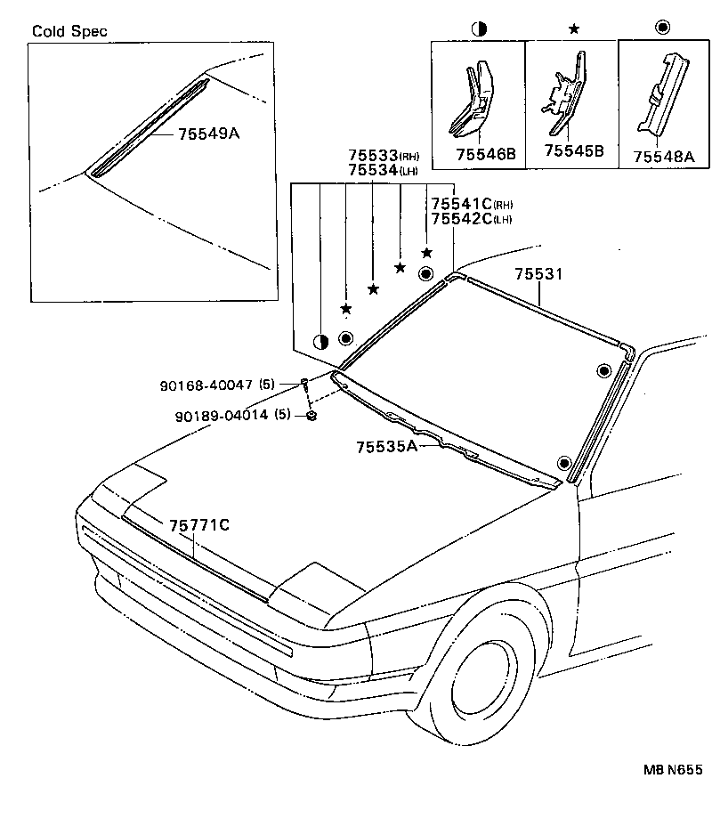 75534-16070 MOULDING, WINDSHIELD, OUTSIDE LH product image