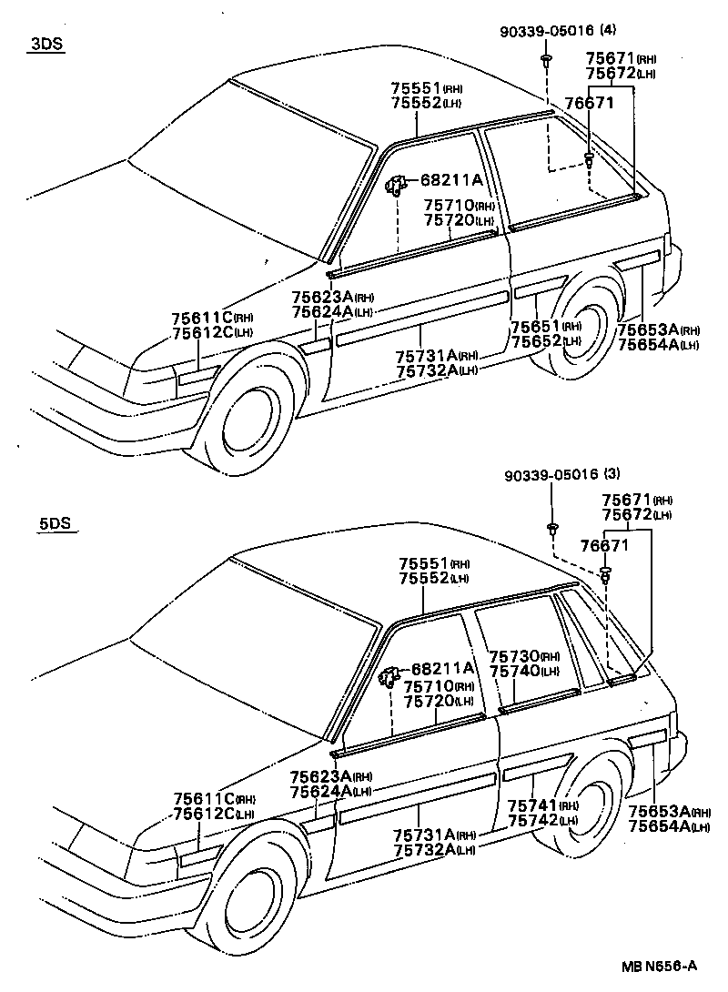 75552-16100 MOULDING, ROOF DRIP SIDE FINISH, LH product image