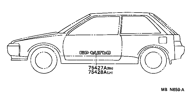 75981-16280 STRIPE, FRONT FENDER, FRONT RH product image