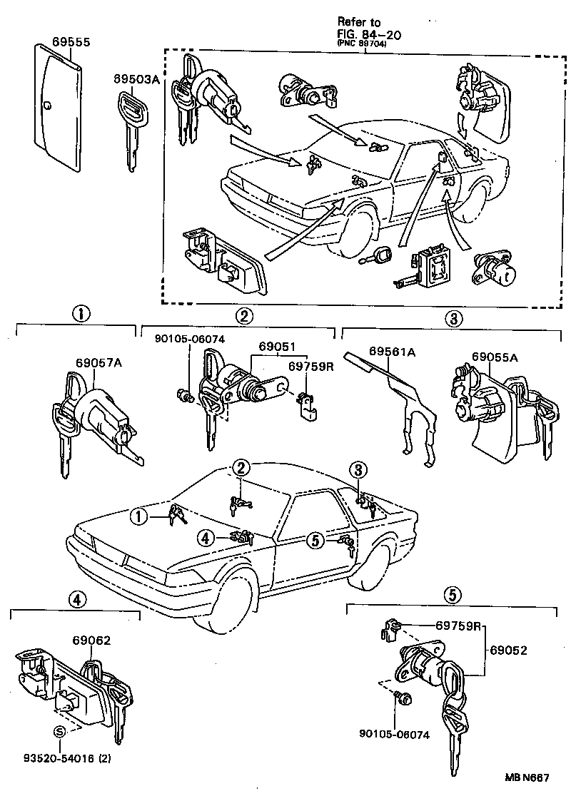 69057-24031 CYLINDER & KEY SET, IGNITION SWITCH LOCK product image