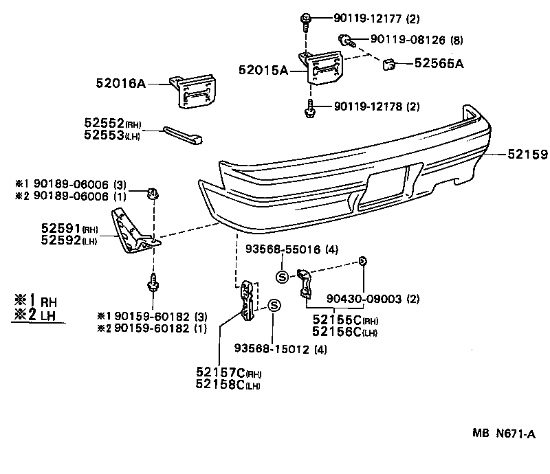 52155-16110 SUPPORT, REAR BUMPER SIDE, NO.1 RH product image
