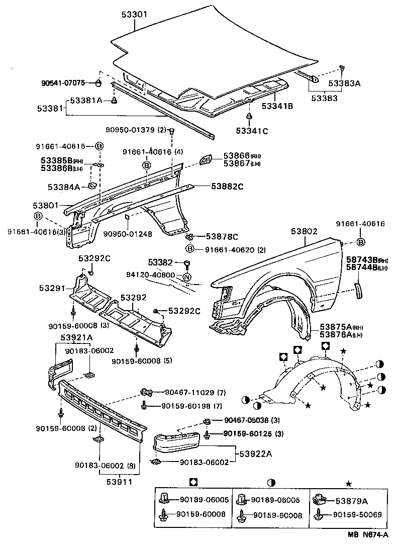 Toyota 53801-2B080 FENDER SUB-ASSY, FRONT RH