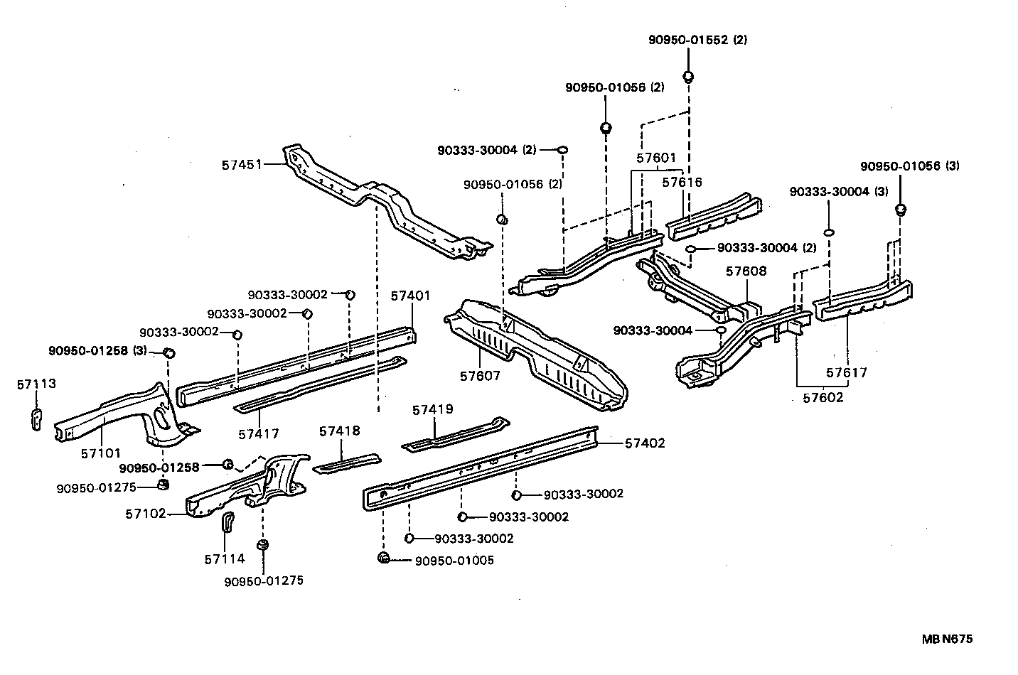 57402-20190 MEMBER SUB-ASSY, MAIN FLOOR SIDE, LH product image