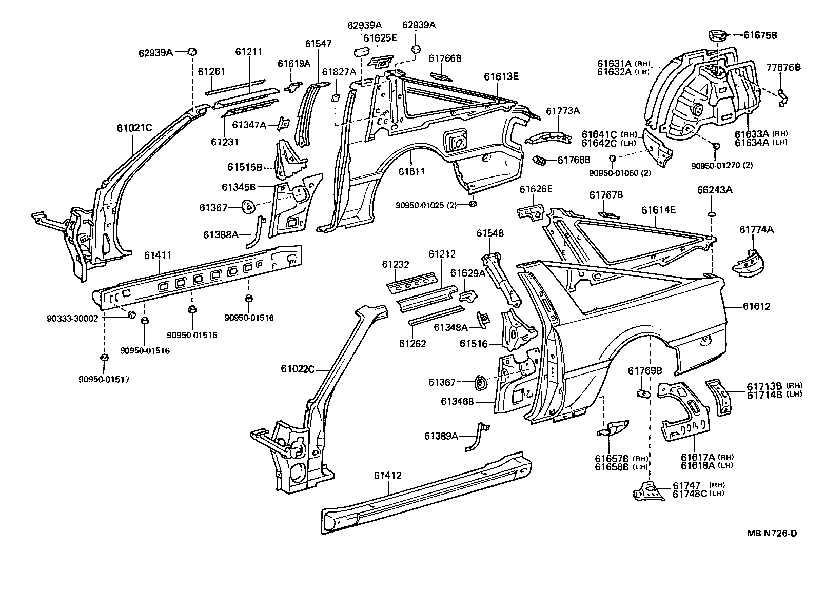 61602-1B905 PANEL, QUARTER, LH product image