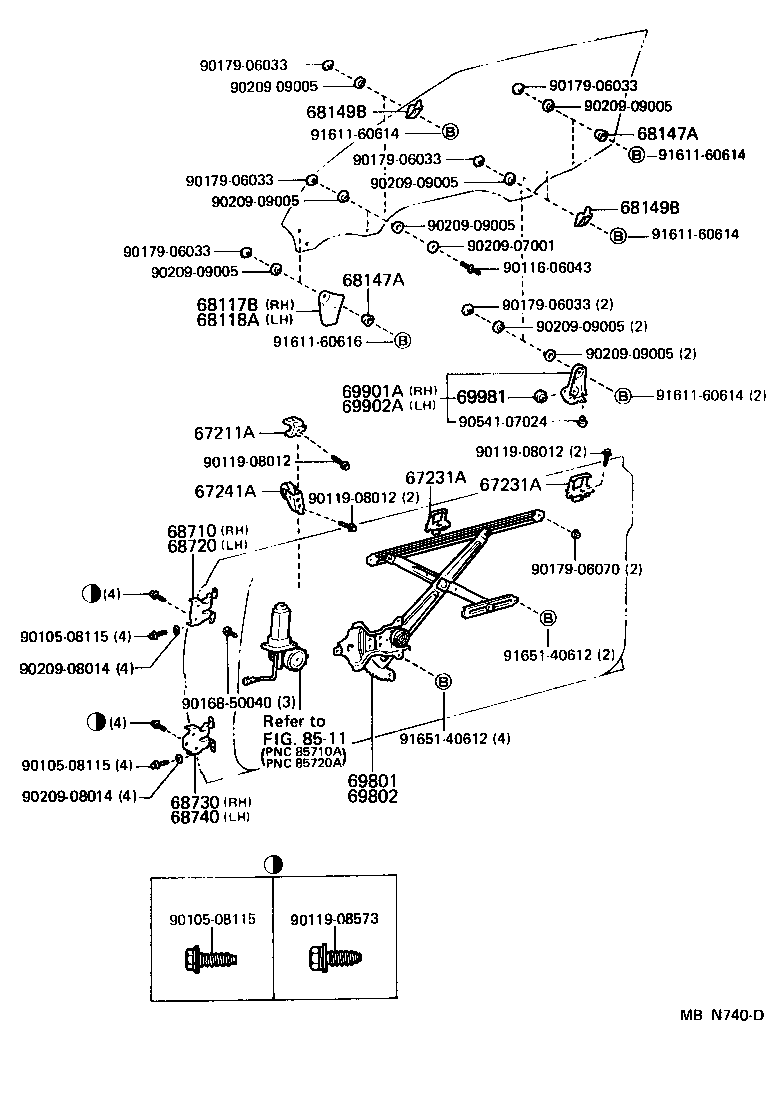 Toyota 67241-14021 STABILIZER, DOOR GLASS, INNER