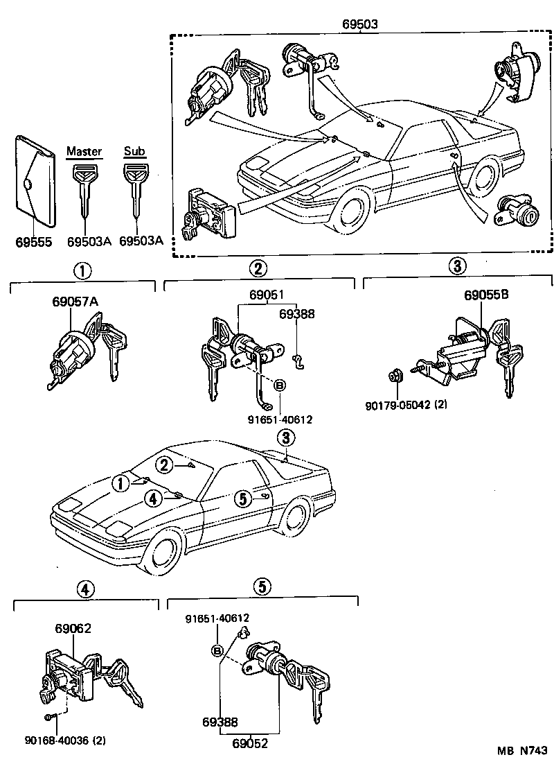 69520-14062 CYLINDER ASSY, FRONT DOOR LOCK, LH product image