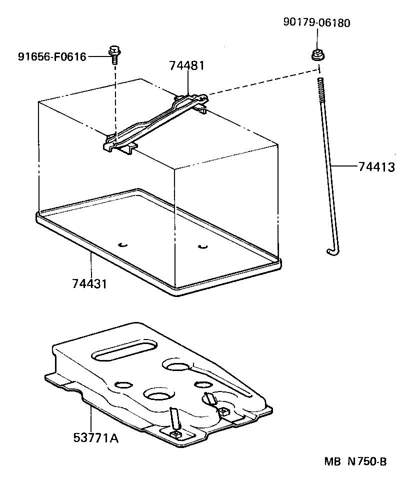 Toyota 74451-22030 BOLT, BATTERY CLAMP