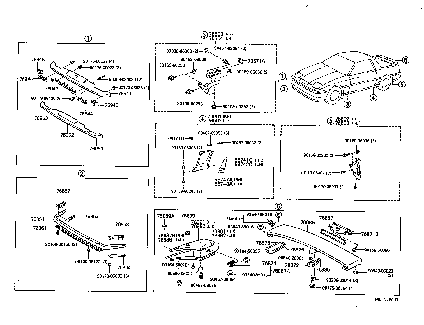 Toyota 76867-14020 RETAINER, REAR SPOILER, NO.3