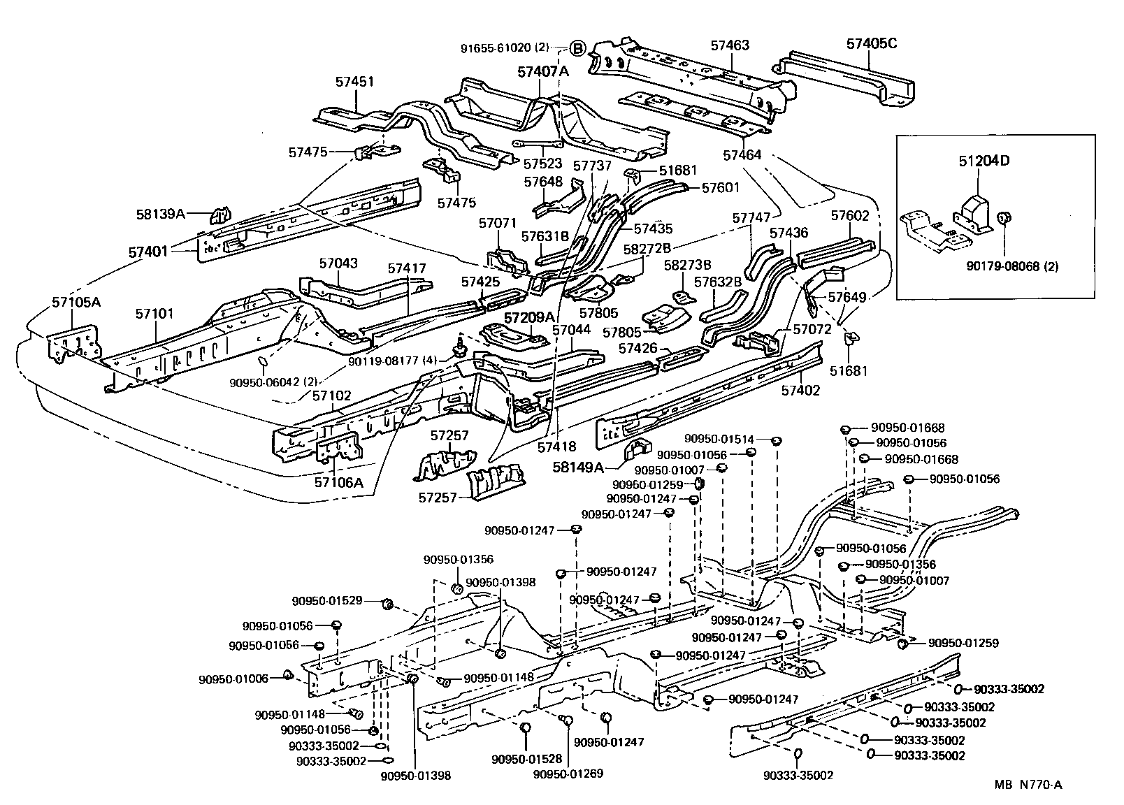 57102-14905 MEMBER SUB-ASSY, FRONT SIDE, LH product image