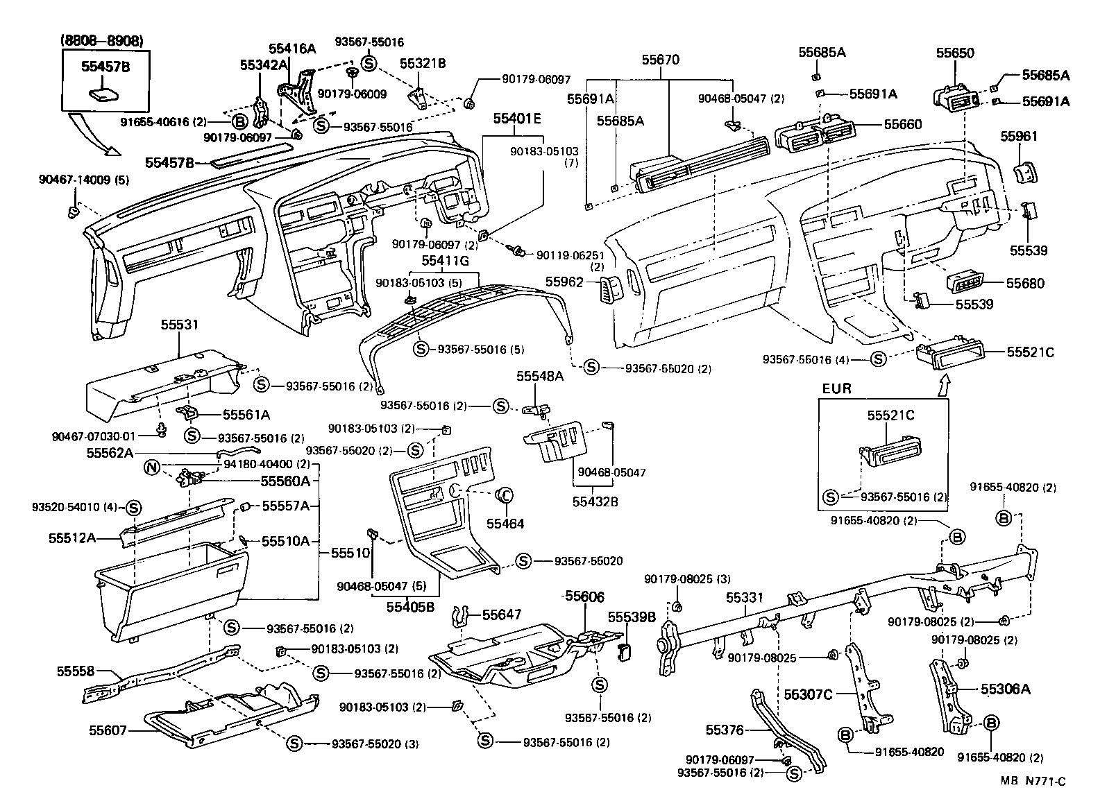 55405-14100 PANEL SUB-ASSY, INSTRUMENT CLUSTER FINISH, CENTER product image