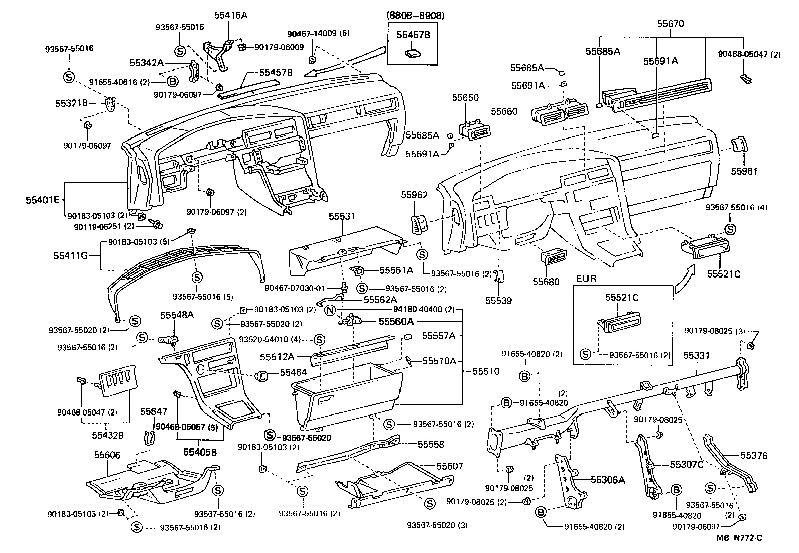 55405-14100 PANEL SUB-ASSY, INSTRUMENT CLUSTER FINISH, CENTER product image