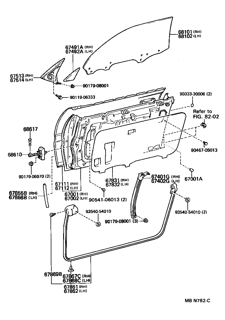 Toyota 67650-14463-06 BOARD SUB-ASSY, FRONT DOOR TRIM, RH