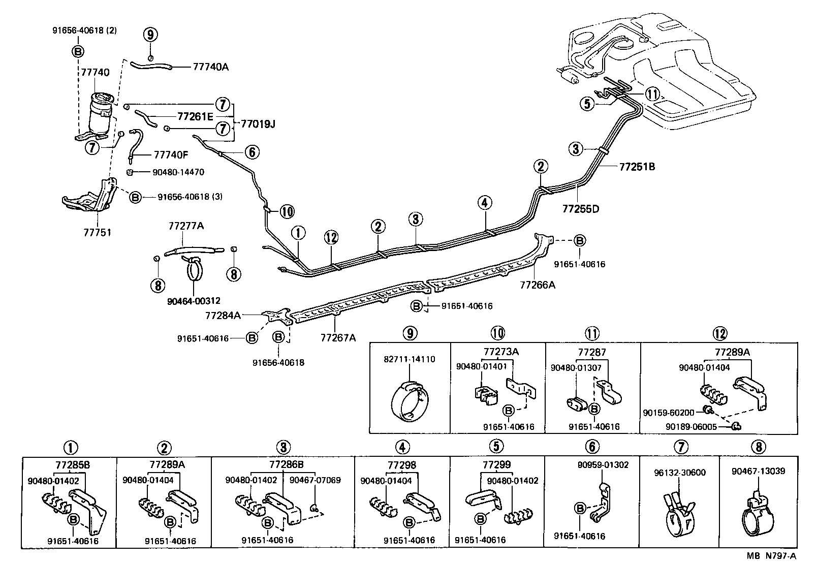 Toyota 77651-14090 CUSHION, FUEL TANK, NO.1