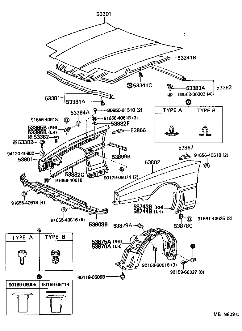 Toyota 53882-14120 SEAL, FRONT FENDER