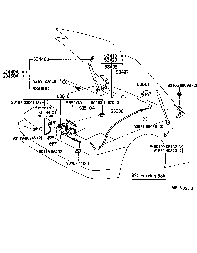 Toyota 53420-14081 HINGE ASSY, HOOD, LH