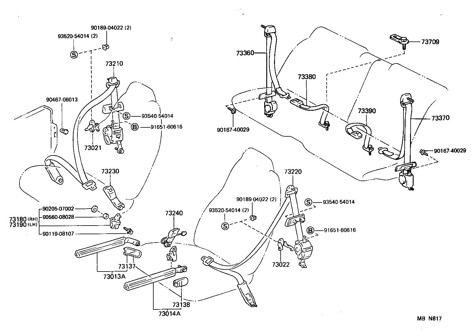 73380-14161-06 BELT ASSY, REAR SEAT 3 POINT TYPE, INNER, RH product image