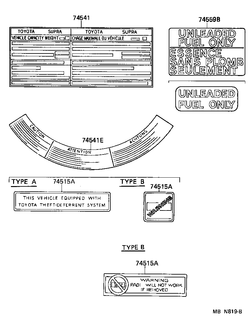 Toyota 42661-14450 PLATE, TIRE PRESSURE CAUTION