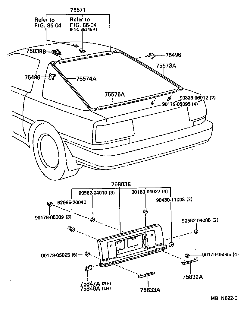 Toyota 75803-14020-02 MOULDING SUB-ASSY, LOWER BACK PANEL